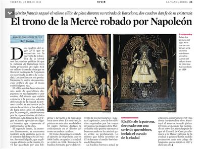 La Vanguardia: "El trono de la Mercè robado por Napoleón"